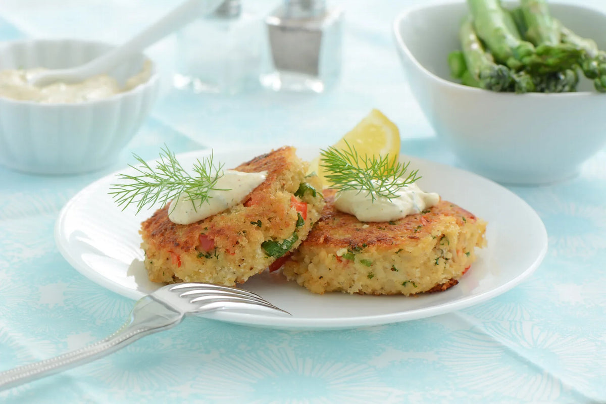 Classic pan-fried crab cakes with golden crust