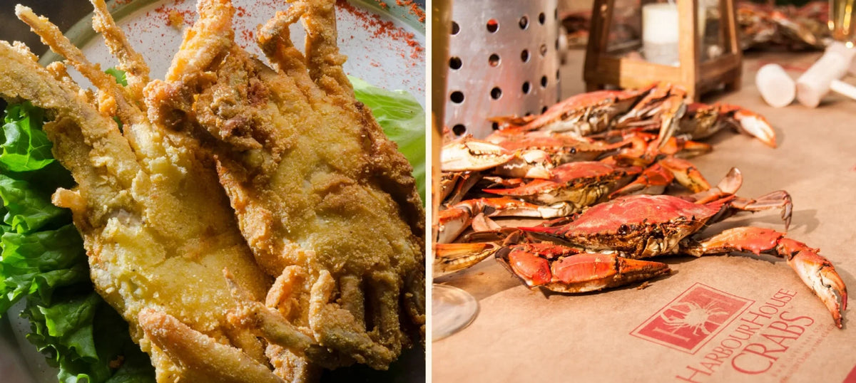 Hard shell and soft shell crabs compared