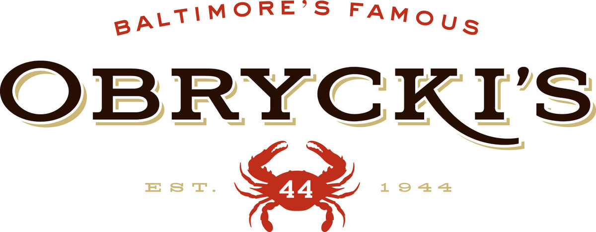 Obrycki's logo: Baltimore's Famous, Est. 1944, with a red crab