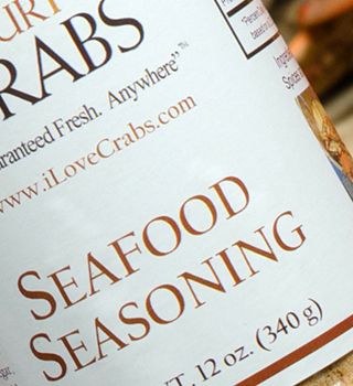 Seafood Seasoning label close-up showing the 12 oz net weight