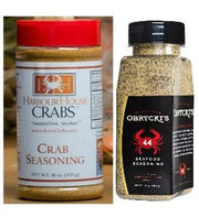 Harbour House Crabs Crab Seasoning jar and Obrycki's 44 Seafood Seasoning