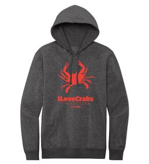 iLoveCrabs Collection - Gray Hoodie Sweatshirt - Orange Print