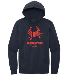 iLoveCrabs Collection Navy Hoodie - Burnt Orange Print