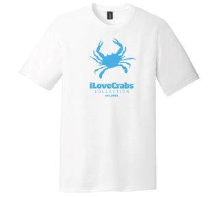 iLoveCrabs Collection - White T-Shirt - Light Blue