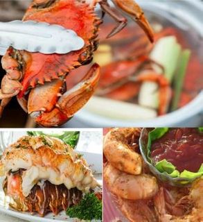 Surf and More Surf Combo - ½ Dozen Hardshell Blue Crabs (5.5+ inches), 2 Maine Lobster Tails ( 4-5 ounces) ½ Pound Jumbo Gulf Shrimp (raw)  4 Espresso Bean Brownies 